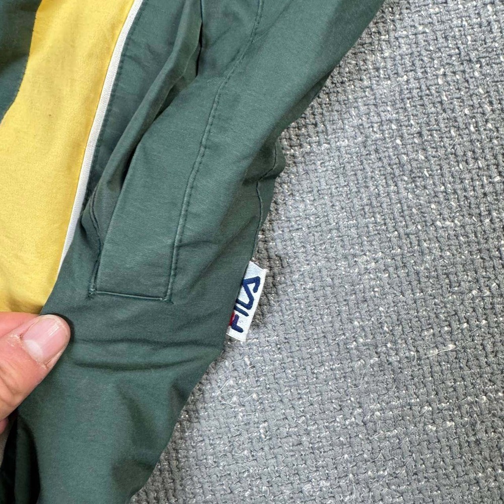 Fila Hooded Jacket Mens XL Green Yellow Vintage Reversible 90s jacket - Picture 14 of 16